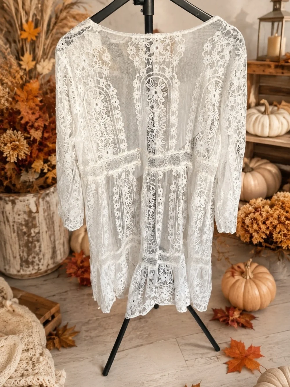 Miss Chievous Cream Lace Kimono Overlay